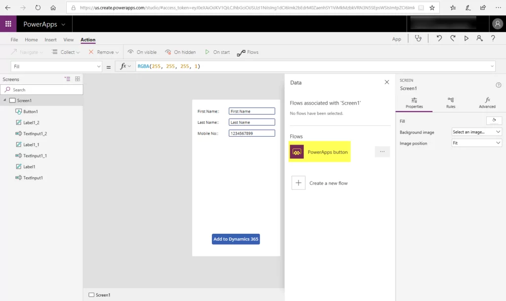 Infographics show the Data conectivity with Dynamics 365 org