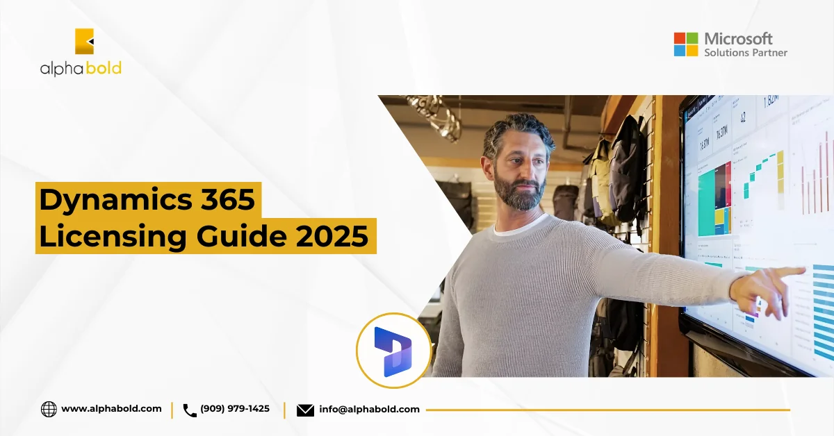 Infographic show the Dynamics 365 Licensing Guide 2025