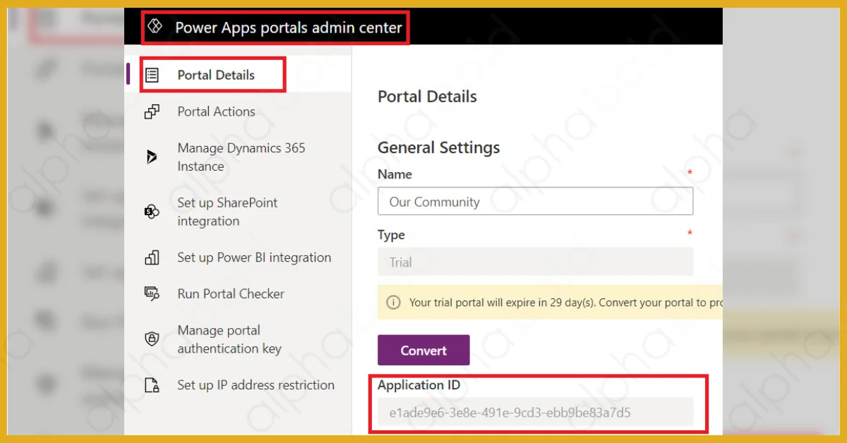 Infographic shows the Power Apps portals admin center