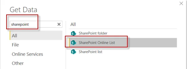 Infographic that show the connect Power BI with SharePoint List or Folder  