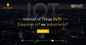 This image shows Internet of Things (IoT) Consumer IoT vs. Industrial IoT