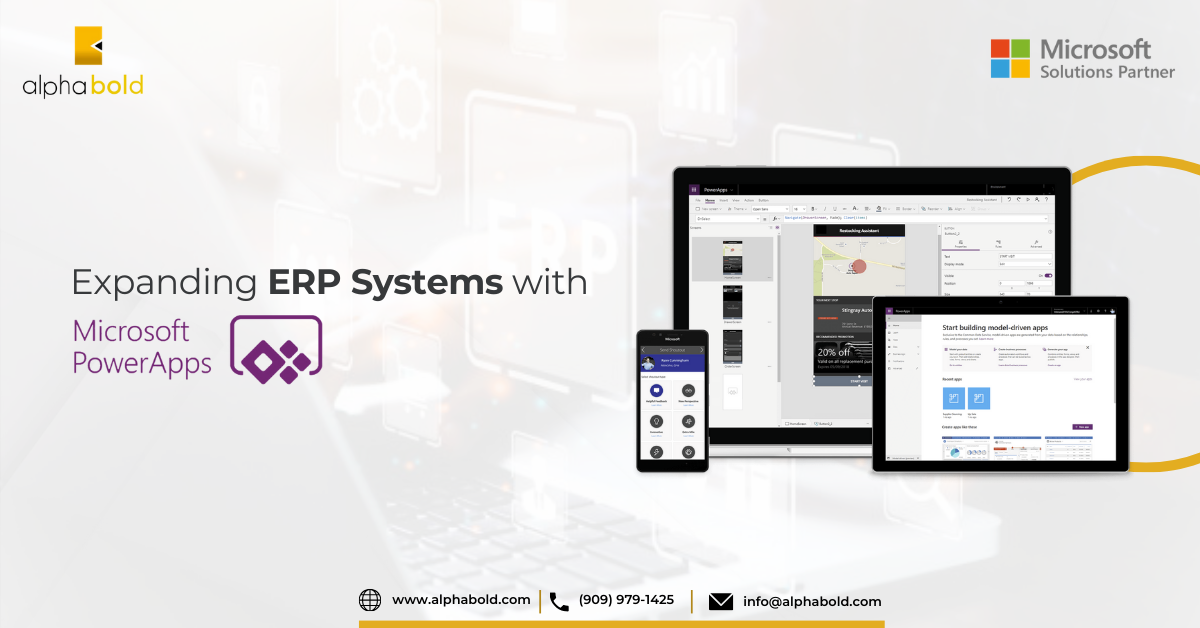 The Infographic that shows how to expand ERP Systems with Microsoft Power Apps