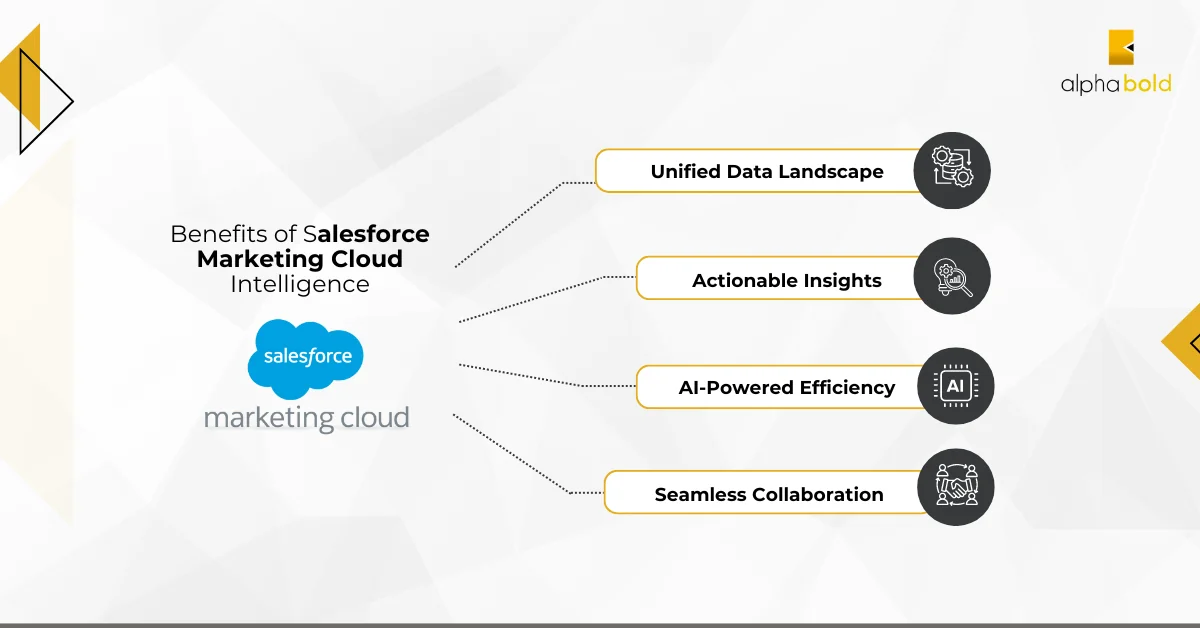 Infographics show the Benefits of Salesforce Marketing Cloud Intelligence