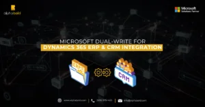 Infographics show the Microsoft Dual-write for Integrating ERP & CRM Systems