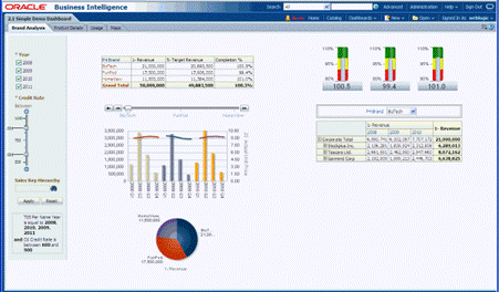 Infographics show Oracle's business intelligence solution