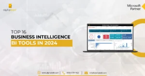 Infographics show Top 16 Business Intelligence (BI) Tools in 2024