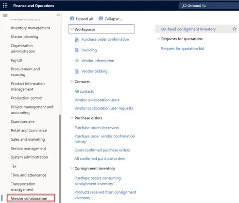 Image shows the Vendor Collaboration in Microsoft Dynamics 365 Project Operations