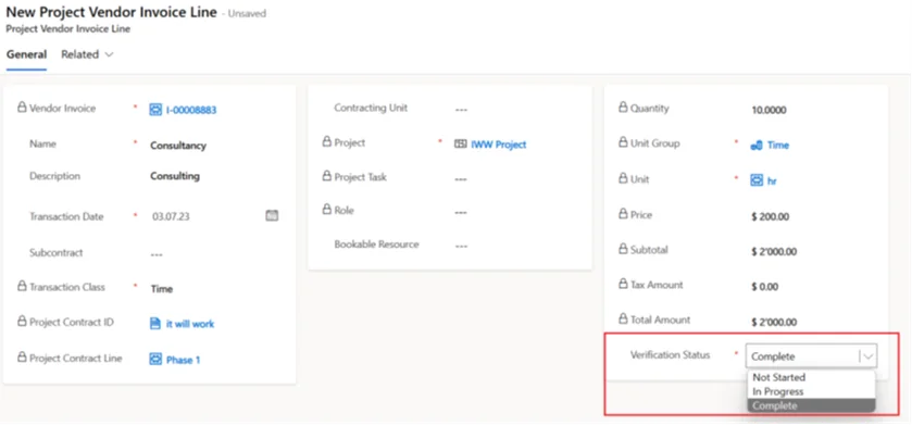 image shows the system is automatically designed to match vendors’ invoices to subcontract lines or projects