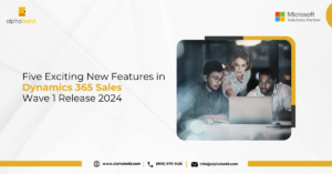 Infographic show the Five Exciting New Features in Dynamics 365 Sales Wave 1 Release 2024