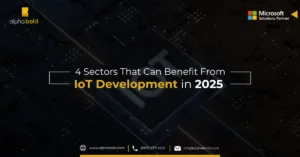 Infographics show 4 Sectors That Benefit from IoT Development in 2025