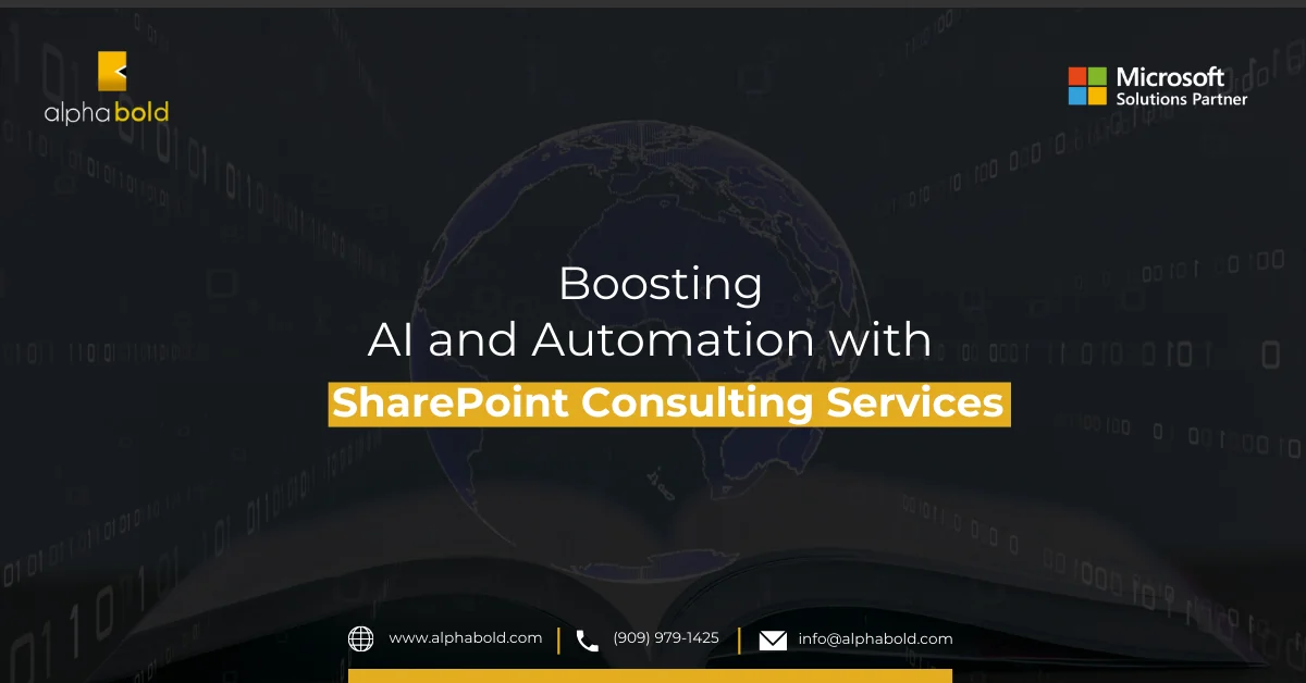 Infographics show Boosting AI and Automation with SharePoint Consulting Services