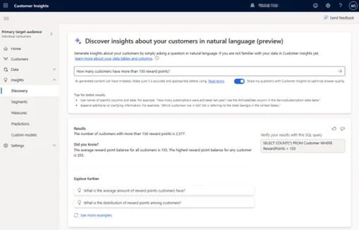 Infographic show the Dialog with Data - AI in Dynamics 365 Customer Insights