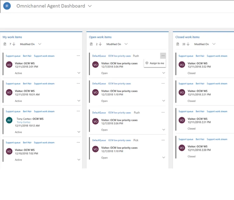 The image shows the Omnichannel Agent Dashboard in Dynamics 365 Contact Center