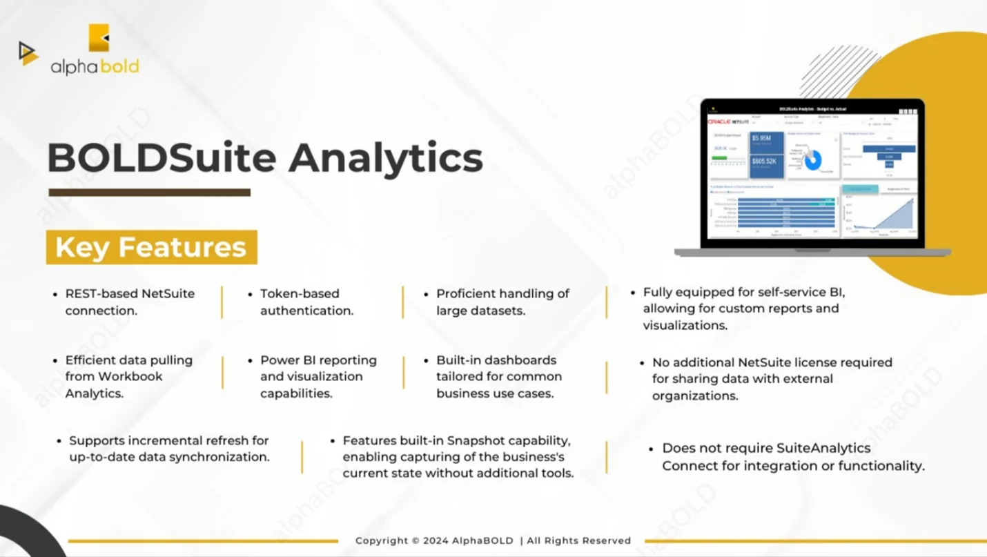 Infographic shows the Power BI and NetSuite Keeping Pace with BOLDSuite Analytics