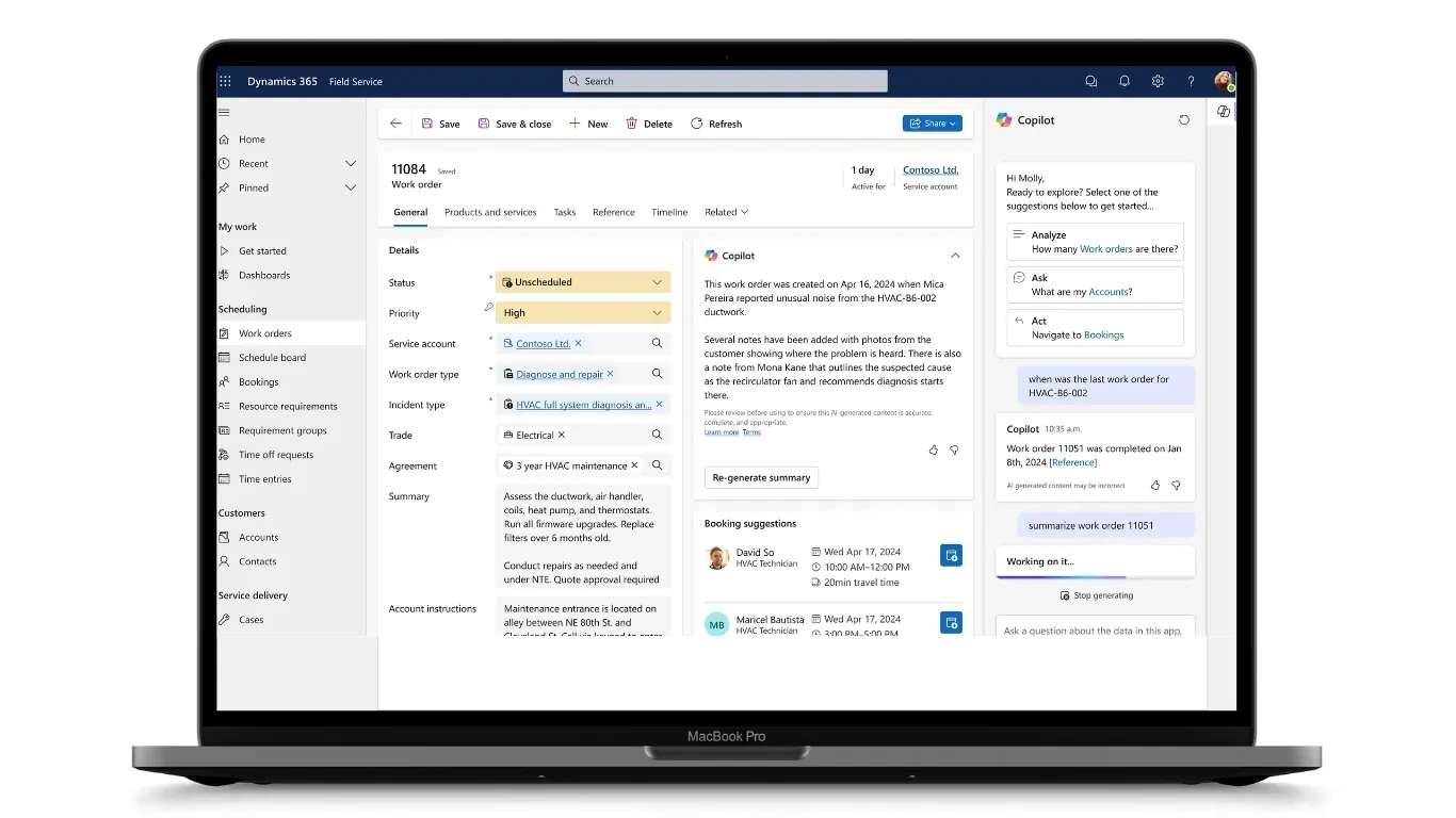 Efficient resource management and remote access with Dynamics 365 Field Service Implementation for smarter scheduling and offline visibility