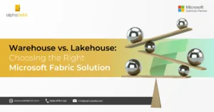 Infographic shows the Warehouse vs. Lakehouse: Choosing the Right Microsoft Fabric Solution