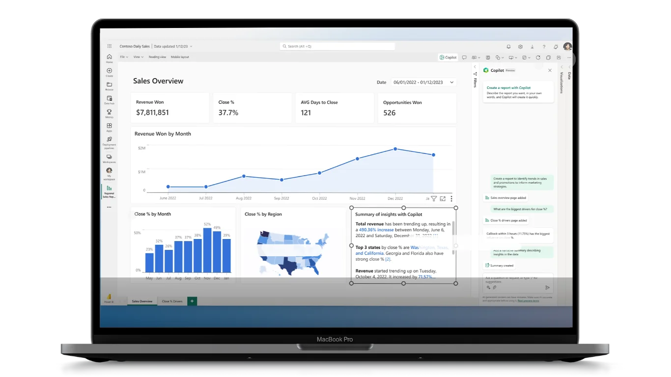 Infographics show Building Reports with Copilot for Power BI