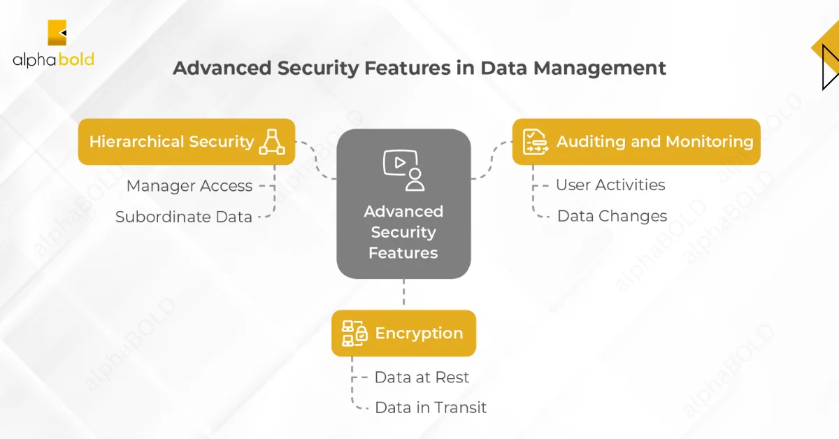 Infographics show the Overview of Dynamics 365 Security Features